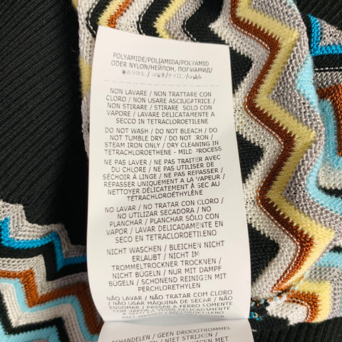 MISSONI Size S Black Multi Color Cotton Blend Zig Zag Crew Neck Pullover