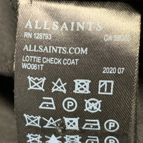 Manteau croisé ALLSAINTS taille 38 en mélange de laine carreaux noir blanc gris