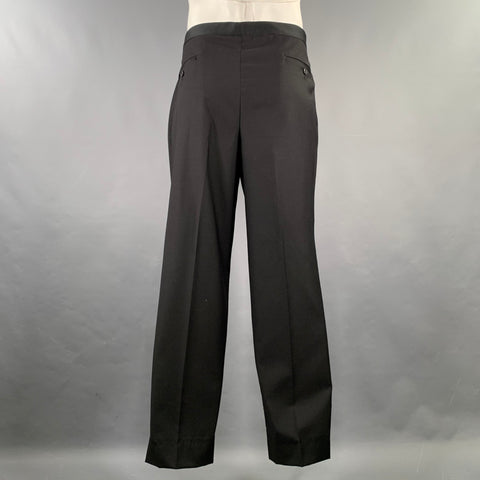 BARNEY'S NEW YORK Chest Size 42 Long Black Wool Notch Lapel 38 31 Tuxedo