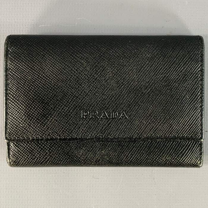 PRADA Black Saffiano Leather Six Ring Key Holder