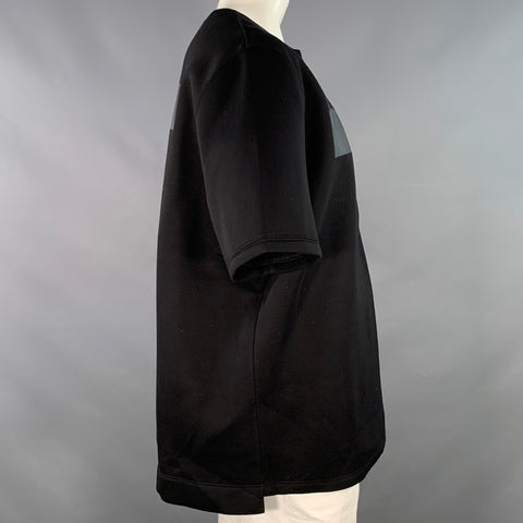 HELMUT LANG Size XL Black Logo Modal Crew Neck Short Sleeve Sweatshirt