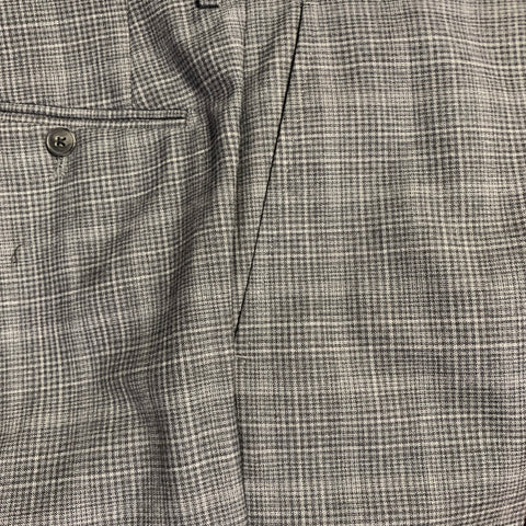 EIDOS Size 38 Regular Grey Charcoal Plaid Wool Notch Lapel Suit