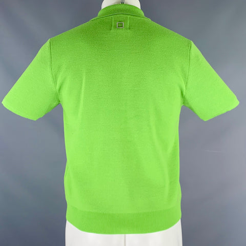 WOOYOUNGMI Size 38 Green Knit Wool Short Sleeve Polo