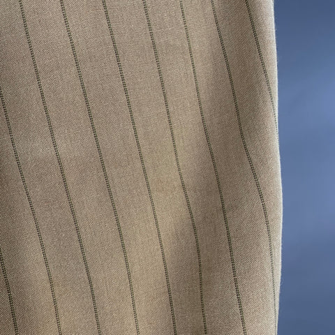 PRADA Size 32 Tan Brown Pinstripe Polyester Linen Button Fly Dress Pants