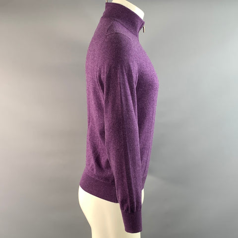 ERMENEGILDO ZEGNA Size M Purple Cashmere 3/4 zipper Pullover