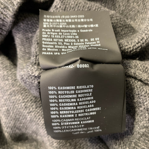 PRADA Size L Dark Grey Knitted Cashmere Crew Neck Sweater