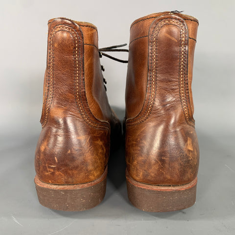 RED WING Size 9.5 Brown Distressed Leather Worker Boots