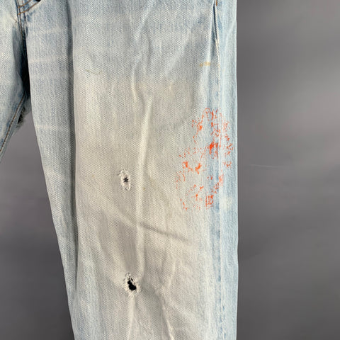 PRPS Size 28 Blue Distressed Cotton Straight Slim Five Pockets Jeans