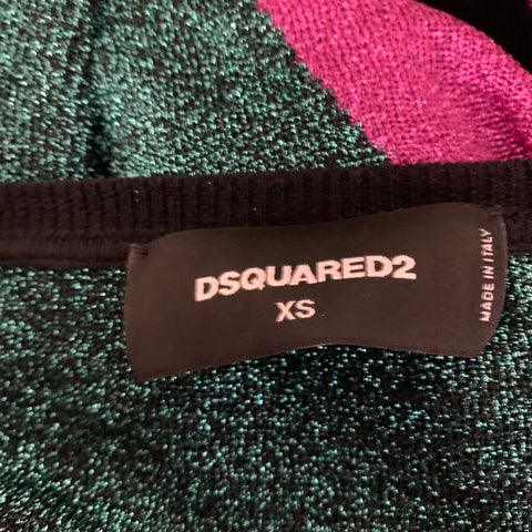 DSQUARED2 Size XS Green Pink Wool Blend Pull On Pullover