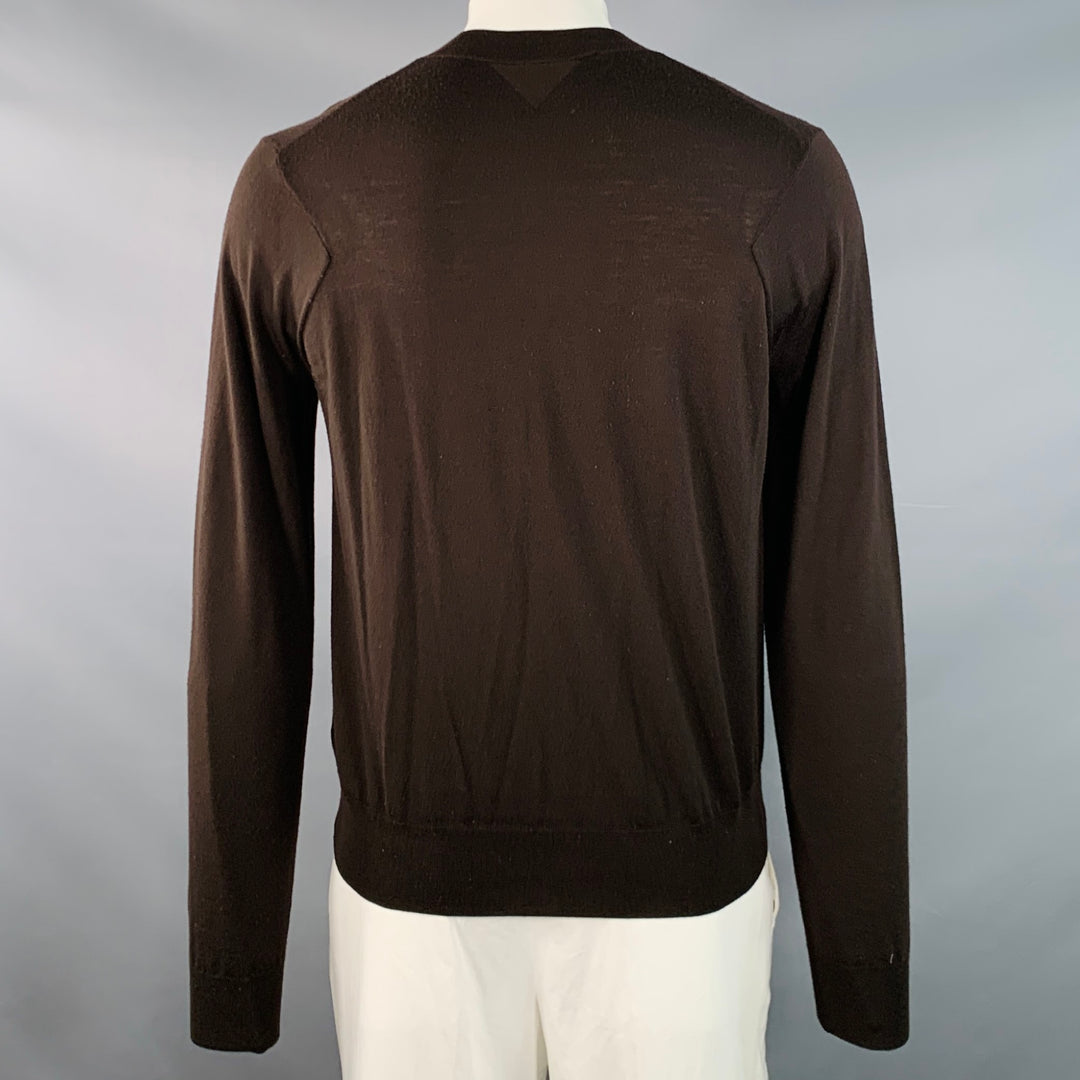 BOTTEGA VENETA Size L Brown Jersey Wool Long Sleeve Crew Neck Pullover