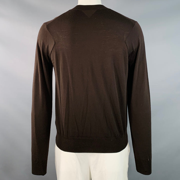 BOTTEGA VENETA Size L Brown Jersey Wool Long Sleeve Crew Neck Pullover