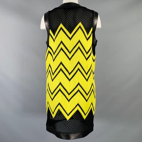 ALEXANDER WANG Black Yellow Polyester Woven Lamb Skin Cocktail Dress