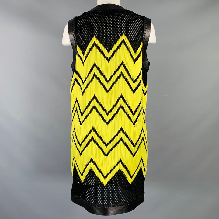 ALEXANDER WANG Black Yellow Polyester Woven Lamb Skin Cocktail Dress