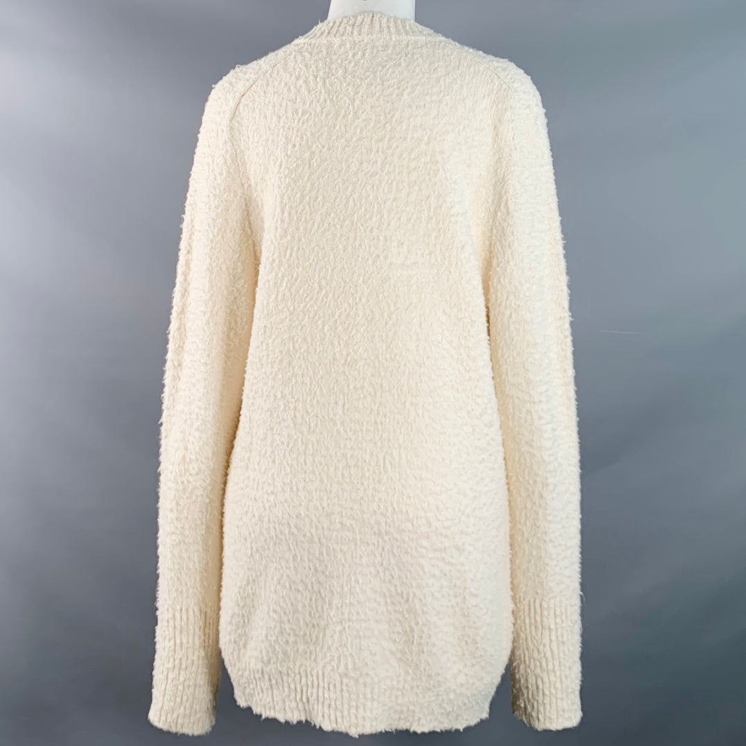 MAISON MARGIELA Size XS Cream Cotton Polyamide Shaggy Knit Cardigan