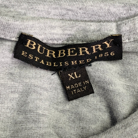 T-shirt BURBERRY PRORSUM gris, taille XL, orné de broderies, col rond, en coton