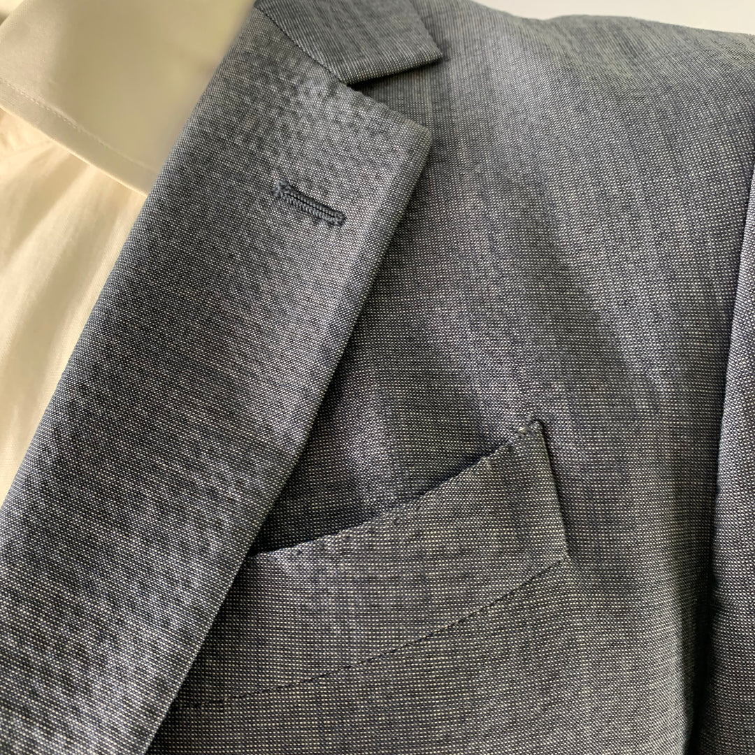 JOHN VARVATOS Size 40 Blue Wool Blend Notch Lapel Suit