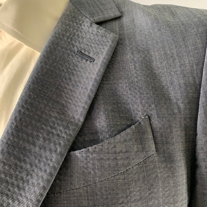 JOHN VARVATOS Size 40 Blue Wool Blend Notch Lapel Suit
