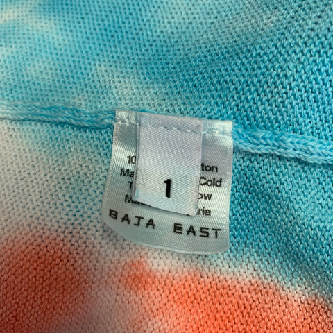 BAJA EAST Size S Pink Blue Tie Dye Pima Cotton Open Front Cardigan