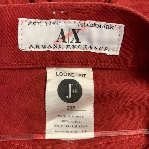 ARMANI EXCHANGE Size 29 Red Cotton High Waisted Casual Pants