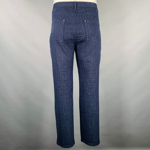 JOHN VARVATOS Size 36 Blue Stripe Cotton Blend Casual Pants