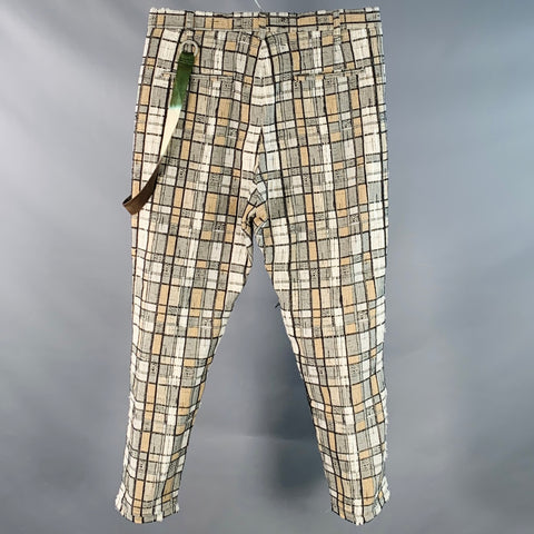 SONG FOR THE MUTE SS21 NAIVE Size 34 Beige Grey White Cotton Blend Tapered Casual Pants