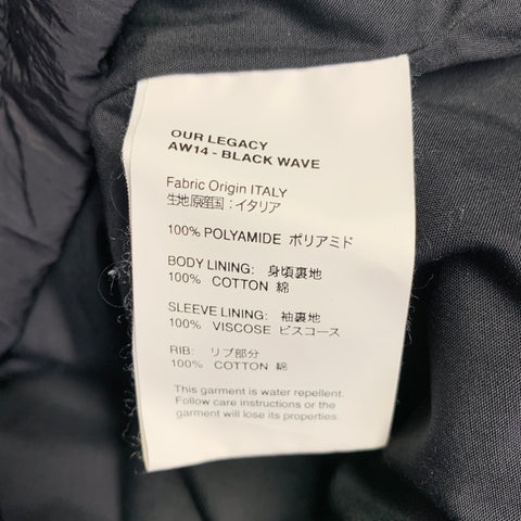 OUR LEGACY AW14 BLACK WAVE Size L Black Polyamide Crew Neck Kangaroo Pocket Sweatshirt