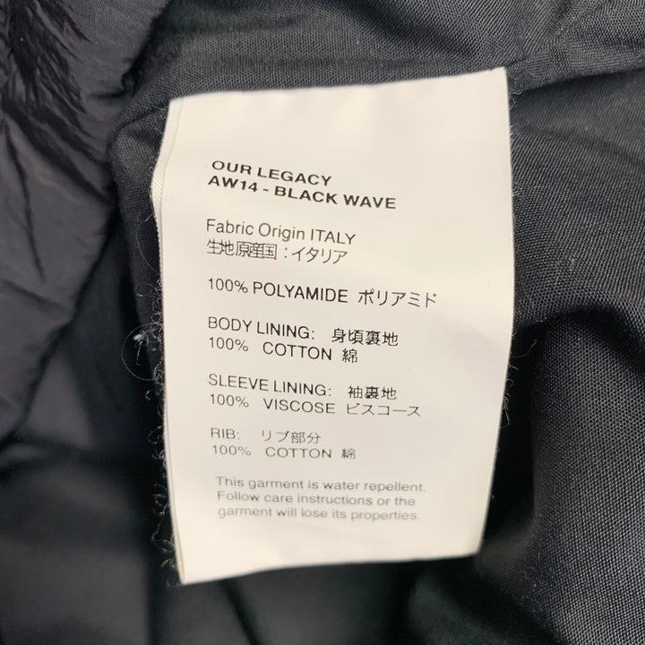 OUR LEGACY AW14 BLACK WAVE Size L Black Polyamide Crew Neck Kangaroo Pocket Sweatshirt