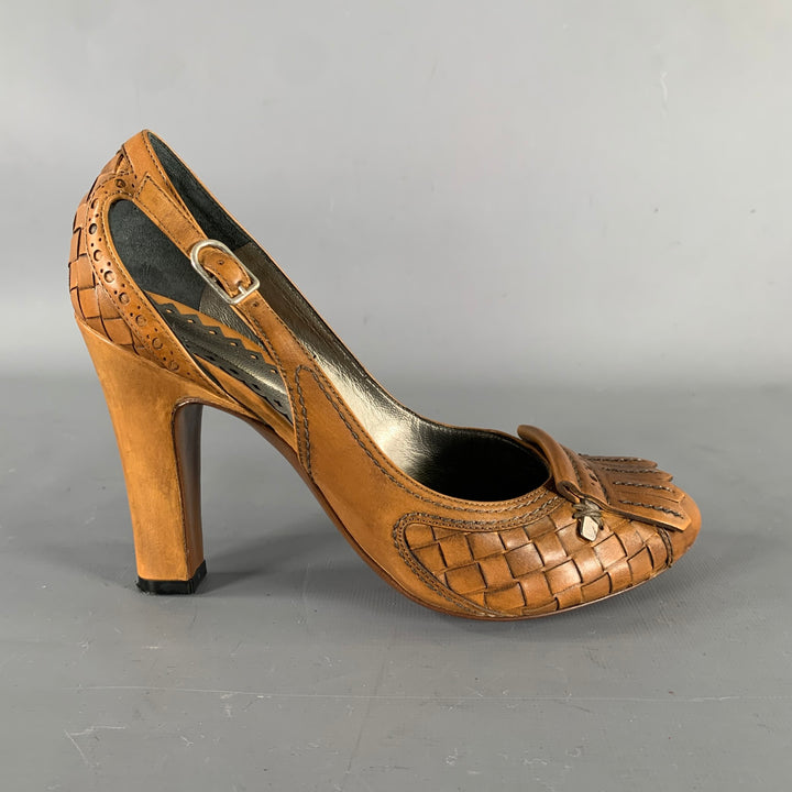 BOTTEGA VENETA Size 6.5 Brown Leather Fringe Pumps