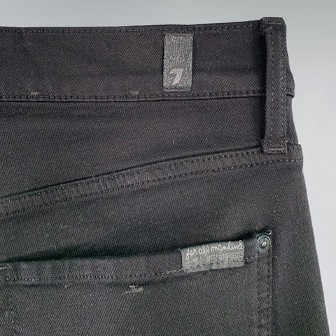 7 FOR ALL MANKIND Size 33 Black Cotton Blend Slim Straight Jeans