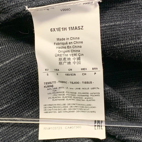 EMPORIO ARMANI Taille S Coupe droite Rayures anthracite Croisé Revers cranté Veste de sport