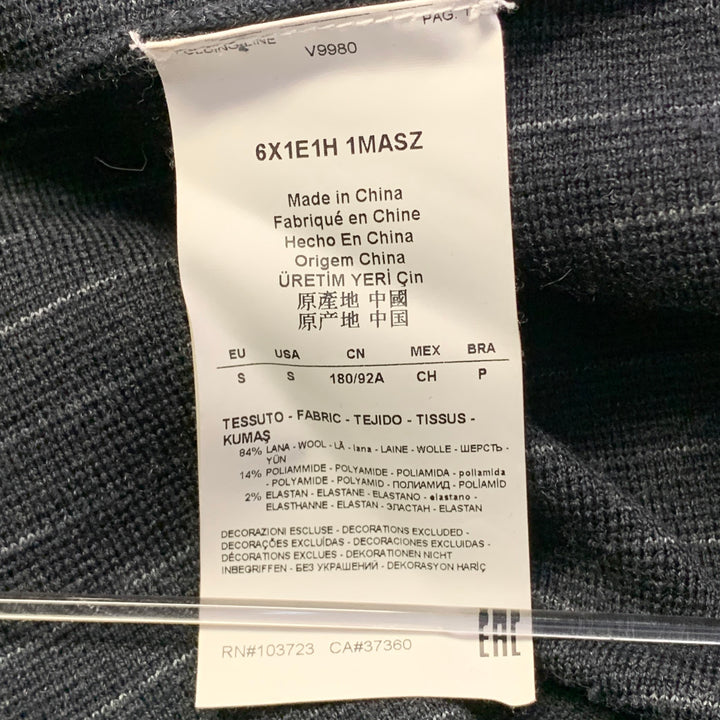 EMPORIO ARMANI Size S Regular Charcoal Grey Stripe Double Breasted Notch Lapel Sport Coat