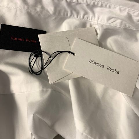 SIMONE ROCHA Size XXL White Cotton Hidden Placket Long Sleeve Shirt