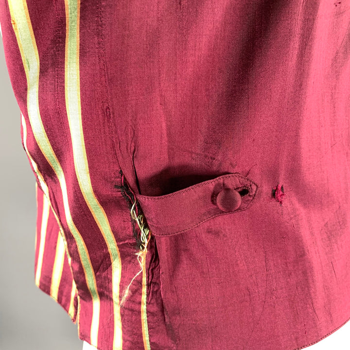 WILKE RODRIGUEZ Size L Burgundy Green Stripe Silk Vest