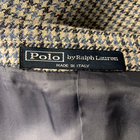 RALPH LAUREN Chest Size 42 Regular Grey Blue Plaid Notch Lapel Sport Coat