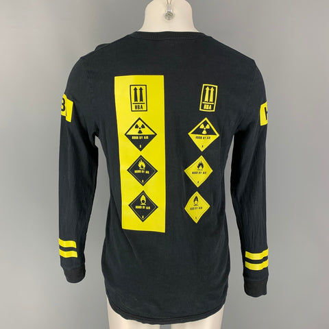 HOOD BY AIR Size S Black & Yellow Logo Cotton Pullover T-shirt