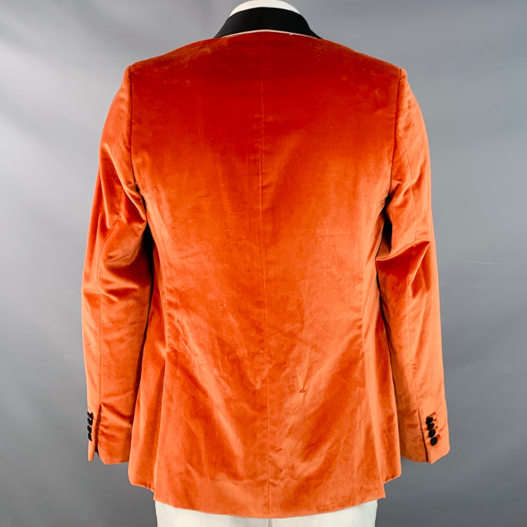 PAUL SMITH Size 42 Regular Orange Black Velvet Cotton Shawl Collar Sport Coat