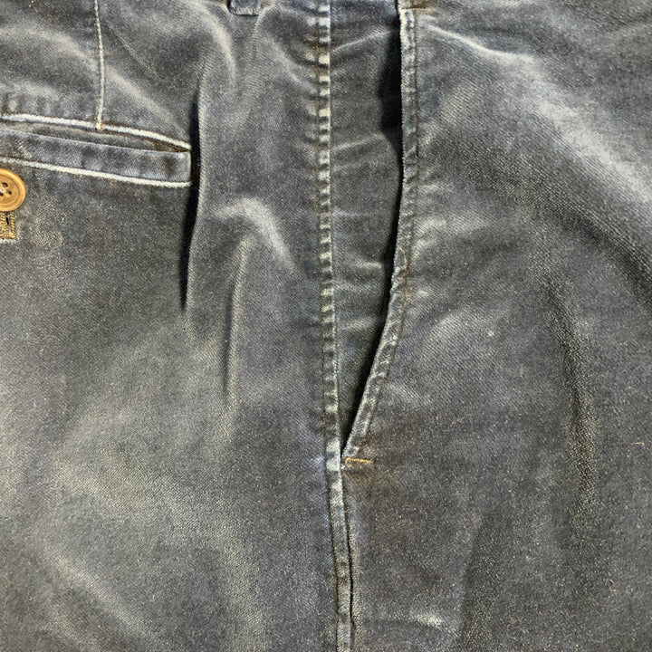 DRIES VAN NOTEN Size 42 Navy Black Velvet Cotton Nehru Collar Suit