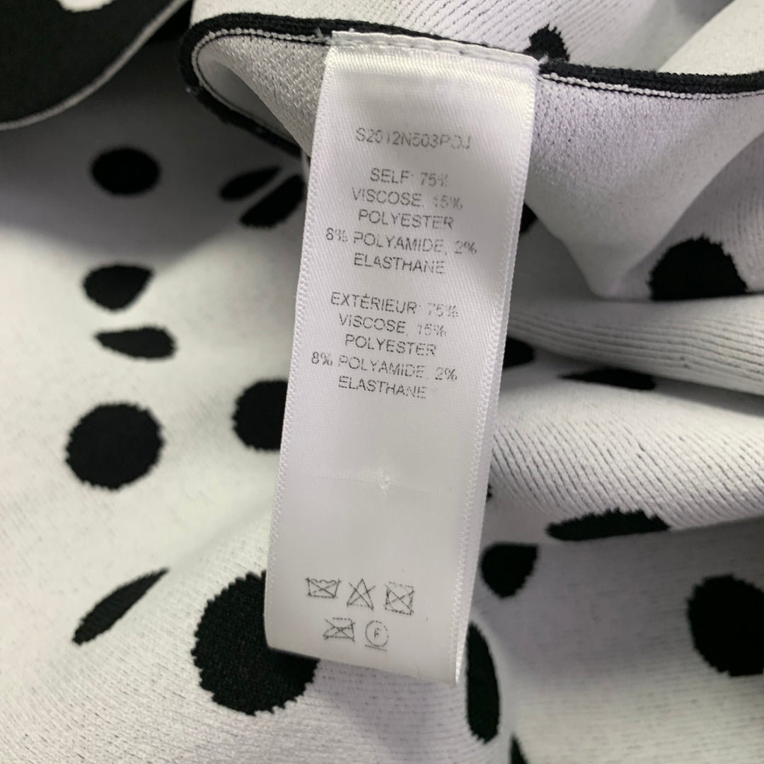 CAROLINA HERRERA Size M Black White Viscose Blend Polka Dot A-Line Dress