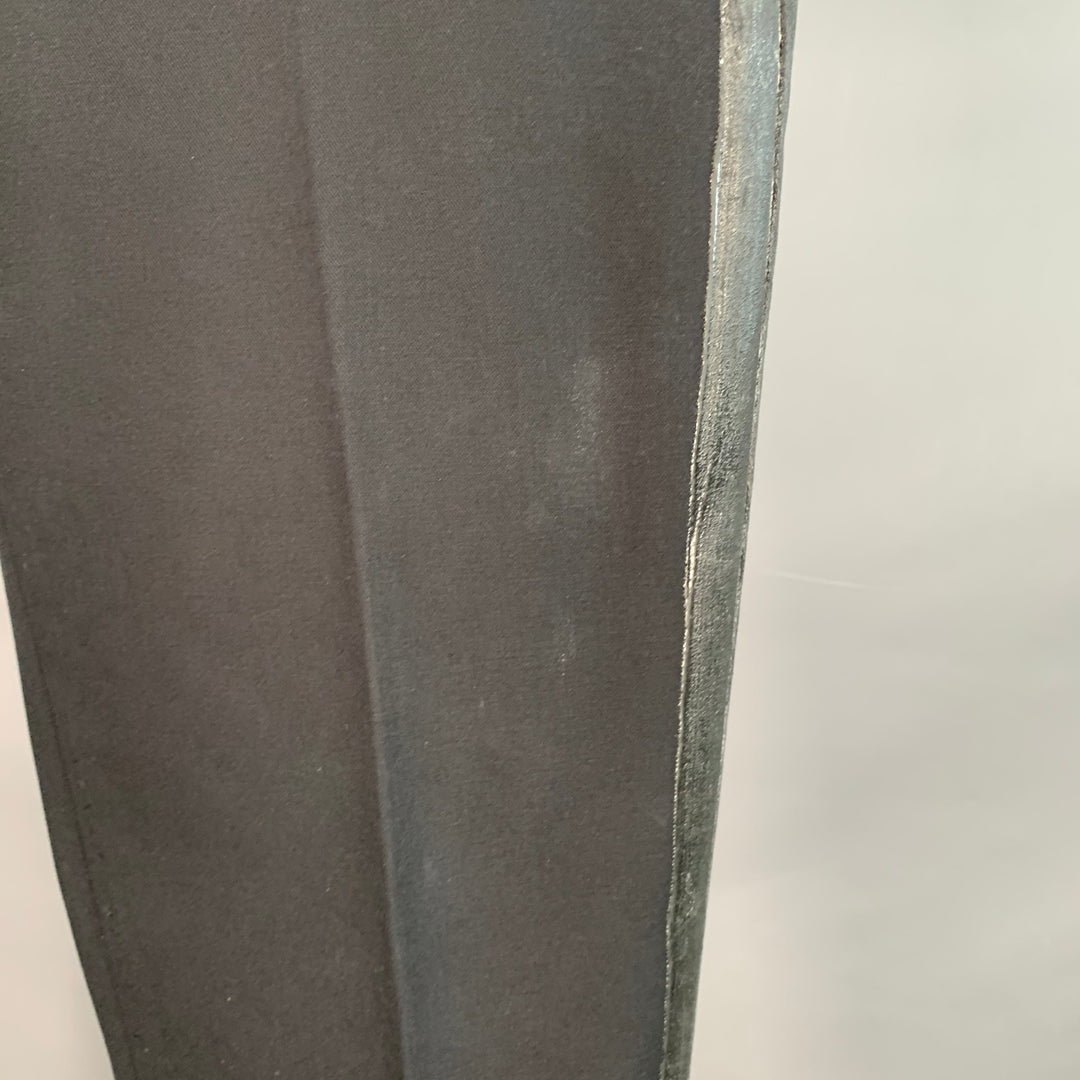 MAISON MARTIN MARGIELA Size 36 Black Cotton Twill Flat Front Button Fly Dress Pants