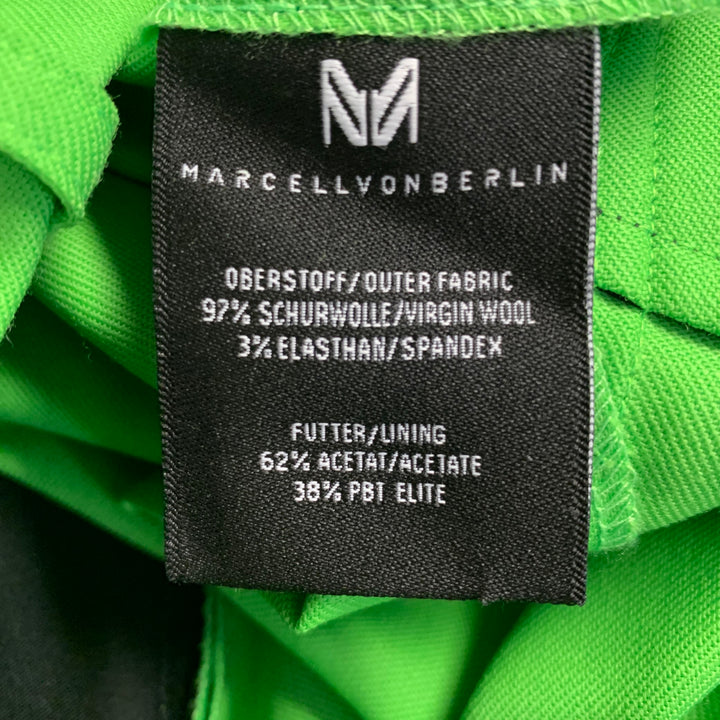 MARCELL VON BERLIN Size 2 Green Lime Virgin Wool Blend Twill Dress Pants