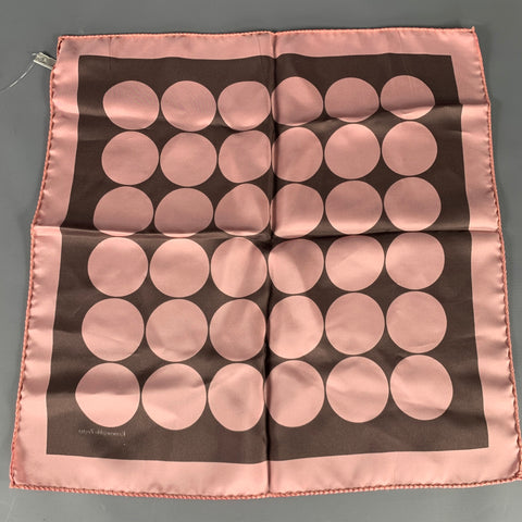 ERMENEGILDO ZEGNA Pink Brown Dots Silk Pocket Square