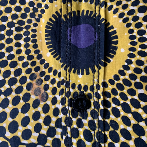BURBERRY Size XS Gold Black Ankara Cotton Long Sleeve Shirt