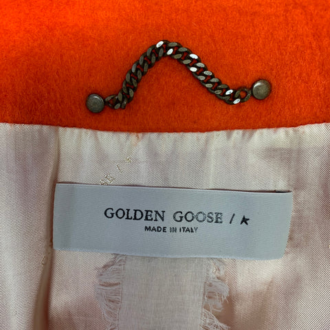 GOLDEN GOOSE Size M Orange Wool Blend Notch Lapel Coat