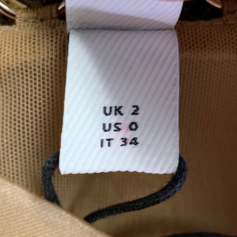 BURBERRY Taille 0 Or Beige Mélange Viscose Embellissement Disco Jupe Sirène