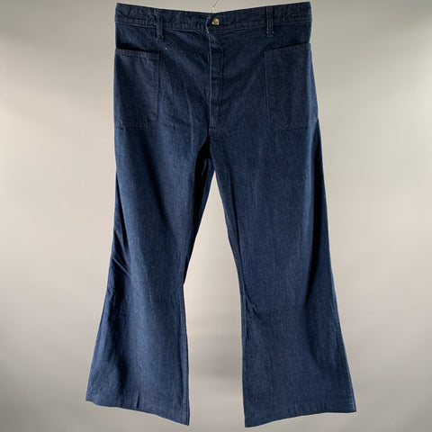 VINTAGE Size 36 Navy Heather Flared Casual Pants