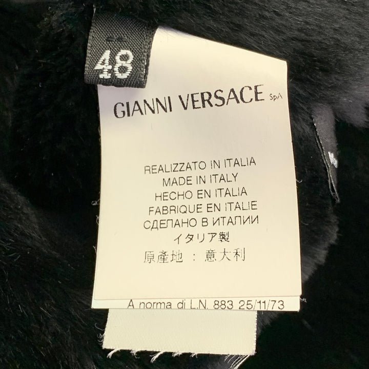 VERSACE Size 38 Black Leather Faux Shearling Motorcycle Jacket
