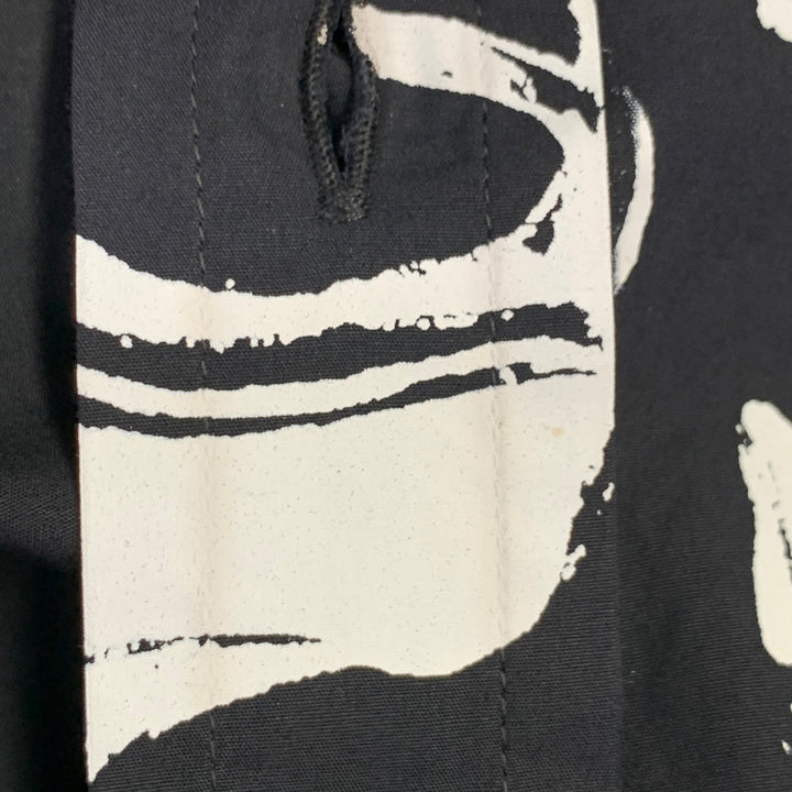 PRADA SS18 Size L James Jean Laser Monkey Black White Graphic Cotton Long Sleeve Shirt