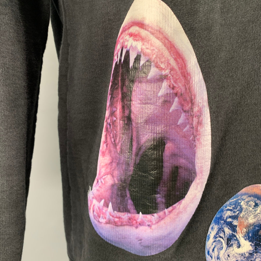 RAF SIMONS Size XXL Black Patches Cotton Crew Neck Sweatshirt