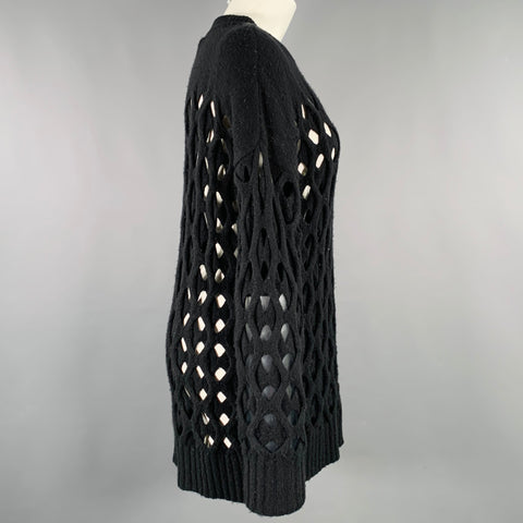 OSCAR DE LA RENTA Size M Black Cut Out Cable Knit Sweater