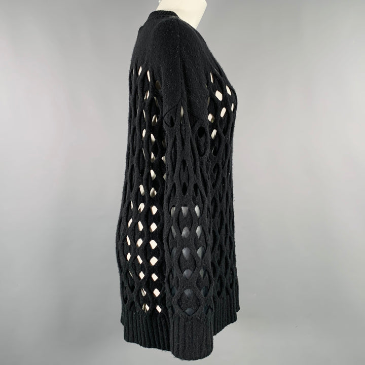 OSCAR DE LA RENTA Size M Black Cut Out Cable Knit Sweater